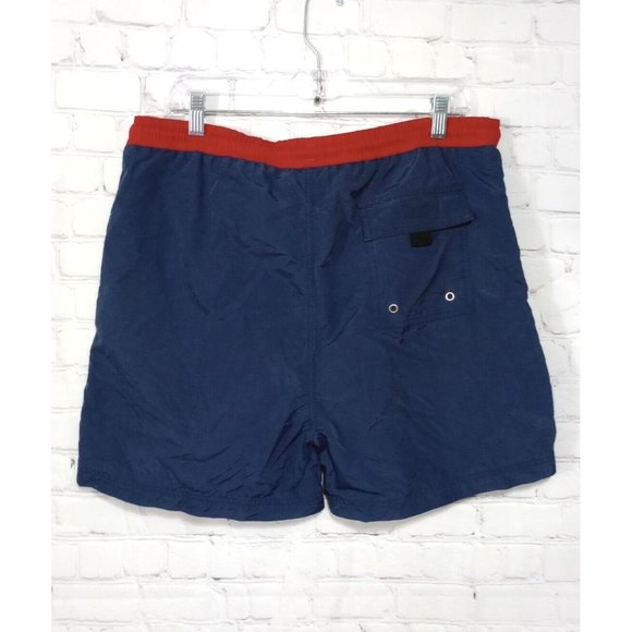 Ralph Lauren Chaps Spell Out Swim Trunks Lined Men's Medium Red White Blue 90's - Picture 2 of 8